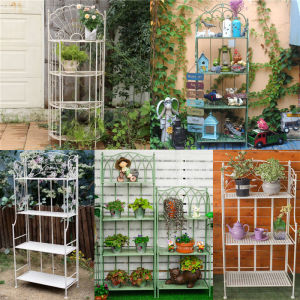 Foldable Iron Art Multi-Layer Flower Stand Outdoor Balcony Courtyard Storage Rack European Style Metal Crafted Plant Stand