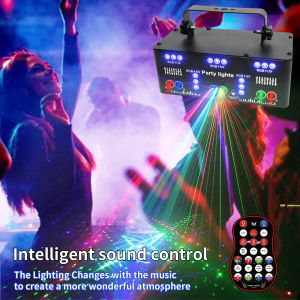 WUZSTAR Proffessional DJ Lights for Party 21 Lens RGB UV Disco Strobe Stage Lighting Support DMX 512 Sound  Remote Control