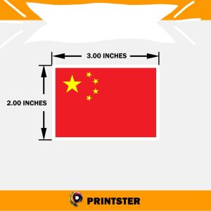 2 Pieces Glossy Waterproof Vinyl China Chinese Flag Stickers with White Borders
