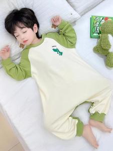 Bộ Đồ Ngủ Lông Dinosaur Mùa Xuân Cho Bé Trai Trẻ Em Bộ Đồ Ngủ Tay Dài Cổ Tròn Phong Cách Hoạt Hình Dễ Thương Mặc Ở Nhà