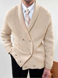 Trang Phục Công Sở Thoải Mái Dệt Kim Áo Khoác Nam Ôm Vừa Vặn Mùa Thu Mùa Đông Thời Trang Ấm Áp Thoải Mái Gen Y Hở Cổ Áo Khoác Cardigan Áo Len Phong Cách Trung Hoa