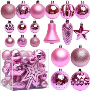 45PCS Tree Top Star Christmas Ball Christmas Tree Ornaments Xmas Hanging Tree Pendants Home Christmas Tree Decor New Year Gift
