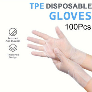 100PcsTPE Disposable Gloves Latex Free Transparent Waterproof Gloves DIY Hair Dyeing Household Kitchen Cleaning Tool