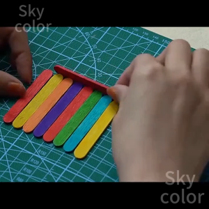 50PCS DIY Crafts Ice Cream Sticks Wooden Popsicle Stick Color Handicraft Model Handmade Materials