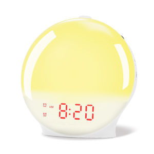 Wake Up Light Alarm Clock with Sunrise Sunset Simulation FM Radio Night Light Bedside Digital Clock for Gentle Natural Wake Up