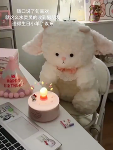 ตุ๊กตาแกะสวมหมวกวันเกิด 25 ซม. ตุ๊กตาแกะน่ารักและอ่อนนุ่มพร้อมหมวกวันเกิดเป็นของขวัญวันเกิดให้เพื่อน