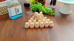 5pcs T-shaped Bottle Corks Reusable Wine Bottle Stopper Wooden Bottle Sealing Cap With Aluminum Top