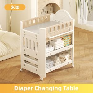 Beige | Portable Multi-functional Baby Changing Table with Massage and Bath