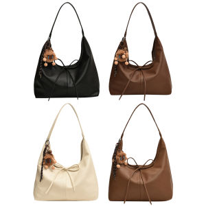 【Hàng mới】túi đeo vai cho nữ Túi hình lưỡi liềm Màu Trơn Da PU Túi hobo nơ túi nách hợp thời trang để đi lại du lịch
