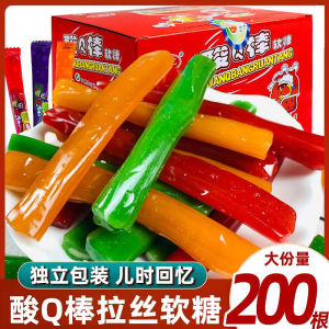 Childhood Fruit Flavor Soft Candy Acid Q Stick Sticky Tooth Sugar Childhood Nostalgia Snacks Box Packaged Gel Candy