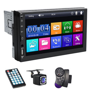 HIPPCRON Car Radio 1DIN Car Multimedia MP5 Video Player 7 inch HD Touch Screen AUX USB BT5.1 ISO Power Camera Mirror Link 12V