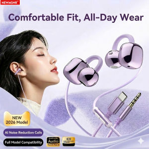 Clip-on Type C&3.5mm Wired Control Headphones HIFI Sound Sports Earbuds Handfree Gaming Headsets Earphones in HD mic For Samsung