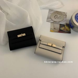 High-End Feelings! Buckle Wallet Women PU Leather Multi-Card Slot Trendy Minimalist Tri-Fold Short Leather Clip Card Holder