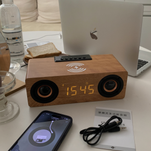 Configure Taiding! Retro Wooden Bluetooth Speakers FM Radio K1 Alarm Clock Mobile Phone Wireless Fast Charge Portable Speaker