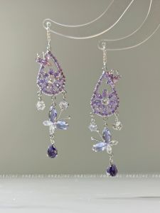 Elegant Romantic Purple Zircon French Fairy Tassel Earrings Luxury Atmosphere Womens Fashion Jewelry Hoops Earrings