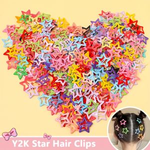 50/100 Pieces of Random Color Y2K Style Cute Five-Pointed Star Hair Clips Suitable for Daily Wear for Girls