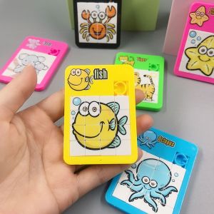 Novelty 16 Grid Maze Puzzle Toy Cartoon Animal Sliding Puzzle Mini Game Competitive Gift Interesting Smart Puzzle Random Style
