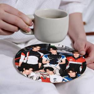 Korean Boy Band T-TWS-S Kpop Themed Wooden Coaster Non-Slip Heat-Resistant Fun Dining Table Decoration Cafe Restaurant Gifts