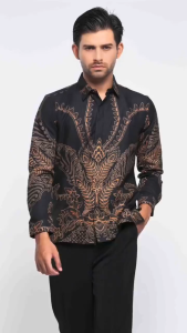 KEMEJA BATIK PRIA HALUS TERBARU FASHION PRIA BAJU LENGAN PANJANG KANTOR CASUAL Gunungan KBMAN 003