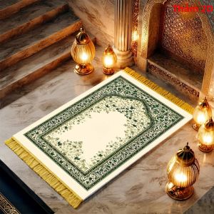 Thảm Cầu Nguyện Di Động Họa Tiết Hoa Tươi VIKAMA Chống Trơn Trượt Chất Liệu Polyester Giặt Máy Được Dùng Cho Nhà Lễ Ramadan Hành Hương.