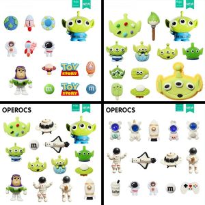 อุปกรณ์ตกแต่งรองเท้าส้นแบนแบบถอดออกได้ลายการ์ตูน 3 มิติ ปุ่มตกแต่ง สายรัด กระเป๋า กระเป๋าสะพายไหล่