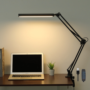 LED Folding Metal Desk Lamp Clip on Light Clamp Long Arm Diming Table Lamp 3 Colors Adjustable For Living Room Reading Computers