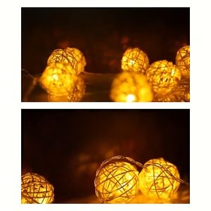 Bayar Di Tempat - Lampu Hias Dekorasi Bola Rotan / Tumbler Light Hias Dekorasi / String Fairy Lampu