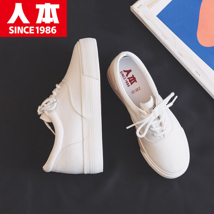 Renben White Shoes Female 2024 New Arrival Spring Hidden Heel All Matching Women s Shoes Thick Soled Casual Sneakers White Canvas Shoes Lazada PH