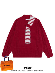 Loose Fit Christmas Red Mouton Knitted Sweater round Neck Pullover Youth Fashion Winter Outerwear for Men And Women Couples