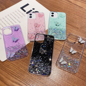 Phone Casing for Samsung A17 LTE 5g A07 LTE 5G with Butterfly Glitter Sequins Design Transparent Soft Silicone Case for Galaxy A17 LTE 5g A07 LTE 5G New 2025 Casing Cover