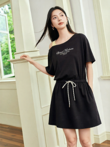 OSA | Slant Shoulder Two-piece Style Dress