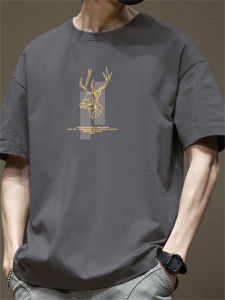 Summer Casual Pure Cotton Short Sleeve Mens T-shirt American Style Versatile Top Breathable Youth Trend round Neck Tee