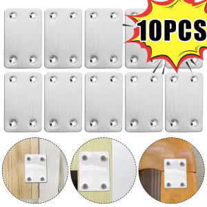 10ชิ้นแผ่นเหล็กฉากยึดสแตนเลสเครื่องหมายมุม4รูสำหรับเฟอร์นิเจอร์ข้อต่อเชื่อมเร็วแผ่นเชื่อมต่อตรง