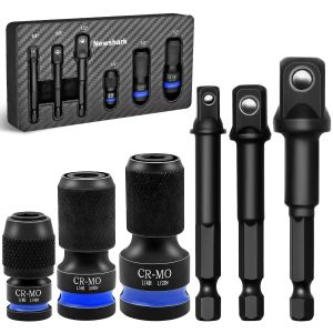 1/2 3/8 1/4-INCH Drive Female to 1/4-Inch Hex Adapter 1/4 Hex Converter Tools Set Quick Release Impact Bit Holders