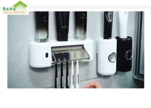 BỘ MÁY KHỬ KHUẨN BÀN CHẢI VÀ MÁY ÉP KEM ĐÁNH RĂNG CẢM BIẾN HỒNG NGOẠI THÔNG MINH "BAHAMAR" có Cảm biến tự động thông minh không cần bóp  kem đánh răng  và chỉ cần khua tay để mở nắp lấy bàn chải