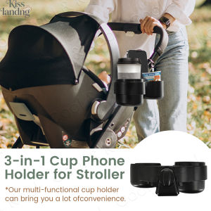 2-in-1 Snack Caddy for Stroller Features One-Button Release & Non-Slip Surface Fits Most Models