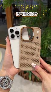 Luxury Heat Dissipation Hollow For Magsafe Magnetic Case For iPhone 17 16 15 Plus 14 13 12 11 Pro Max Camera Stand Soft Cover