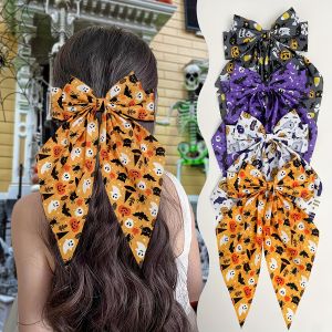 1/2/4 ชิ้นแฟชั่นและแปลกประหลาดฮาโลวีนพิมพ์โบว์กิ๊บผีค้างคาวกะโหลกองค์ประกอบพิมพ์ฮาโลวีนเครื่องประดับผมที่จําเป็น