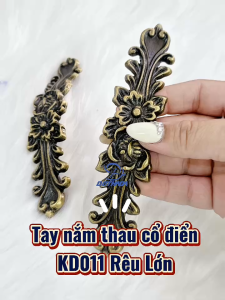 Tay Tủ Thau Cổ Điển KD011 Rêu – Tim Lỗ 128mm