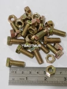 Baut Mur Kuning - Baut 12/8mm x 2cm (Paket 50pcs)