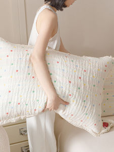 Tấm Lót Gối Bằng Vải Cotton Hàn Quốc Mềm Mại Có Họa Tiết Nổi Dùng Làm Khăn Gối Chất Liệu Cotton Nguyên Chất Bộ Đôi Mới 2025