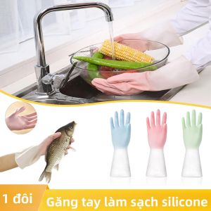 Đôi Găng Tay Rửa Chén Silicon Để Làm Sạch Nhà Bếp Găng Tay Cao Su Với Fourchettes Độ Dày Trung Bình Xanh Dương Xanh Hồng