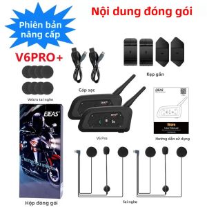 EJEAS V6 PRO Tai Nghe Mũ Bảo Hiểm Xe Máy Bluetooth Intercom 800M Dual Rider IP65 Điện Thoại Liên Lạc Âm Nhạc Chống Nước Cho Nhiều Loại Mũ Bảo Hiểm