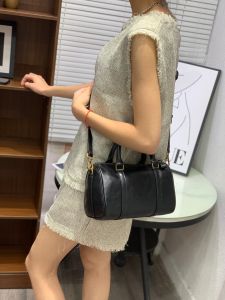 SHUCAI | Women Vintage Boston Bag Genuine Tree Paste Cow Leather Luxury Handbag Daily Shoulder Crossbody Messenger Bag Female Pillow Bag