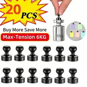 20Pcs Black Heavy Duty Powerful Magnetic Magnet Push Pin Strong Magnets for Refrigerator Whiteboard Office Kitchen Map Use