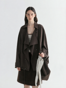INSIS FEMME | New Spring Draping Double-breasted Lapel Short Loose Coat