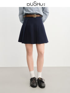 DUSHU | Asymmetrical Pleated A-Line Flare Dress Autumn High-Waist