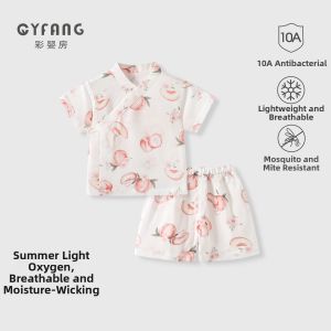 CAIYINGFANG | Summer Lightweight Bamboo Cotton Short Sleeve Shorts Set