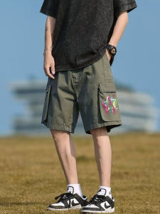 American Workwear Casual Shorts Mens Summer Thin Trendy Straight Leg Loose Five-Quarter Pants Polyester Fiber Low Waist