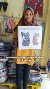 Dialogue Gendongan Hipseat 10in1 Baby Carrier With Teething pad Grey series DGG1054